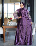 Women's embroidered velvet abaya