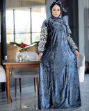 Women's embroidered velvet abaya