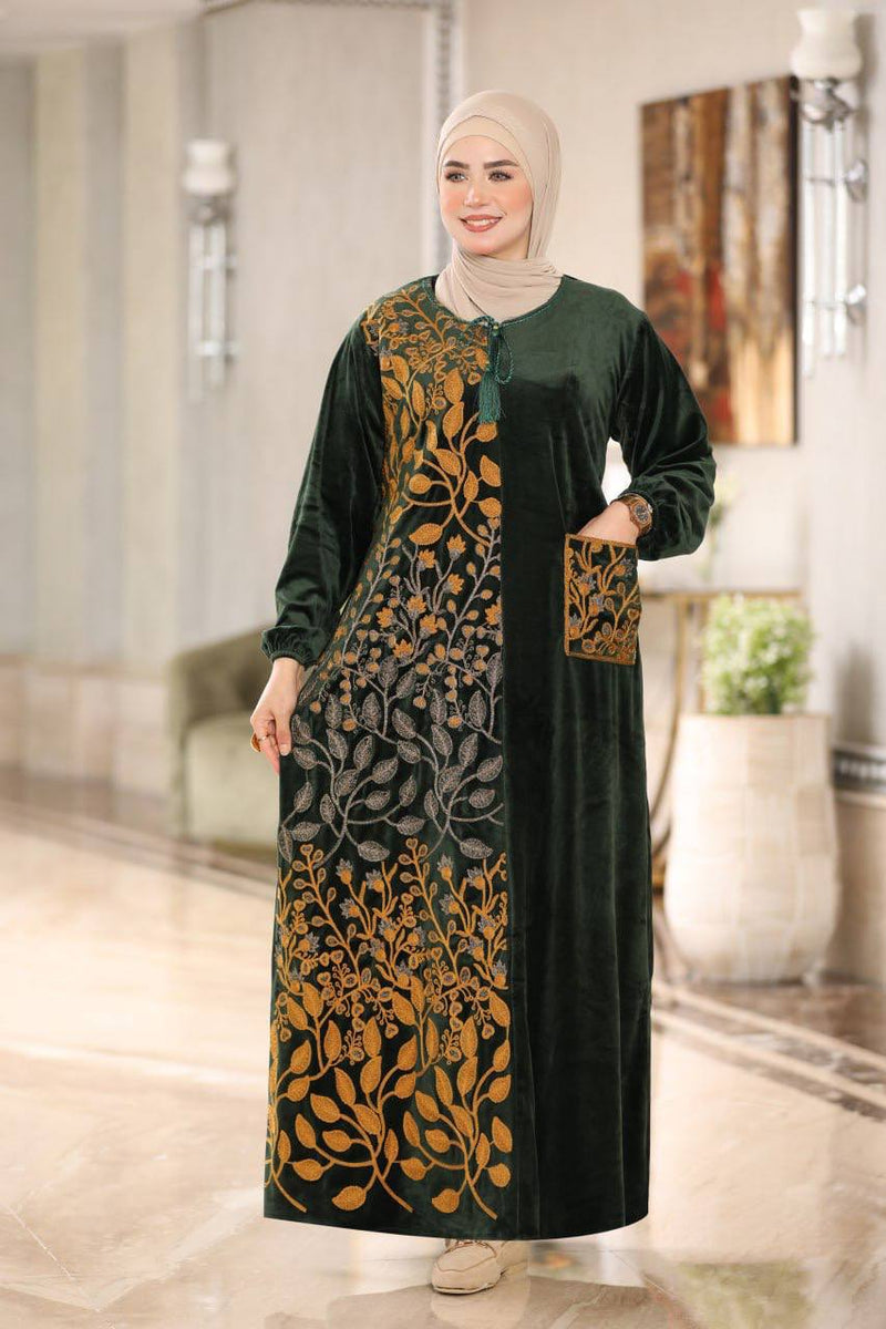 Women's winter abaya with floral print