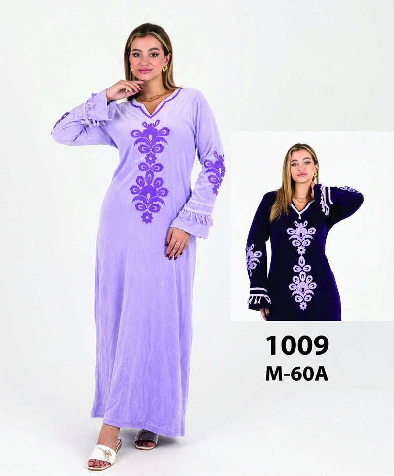 Embroidered velvet abaya