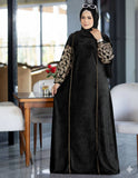 Women's embroidered velvet abaya