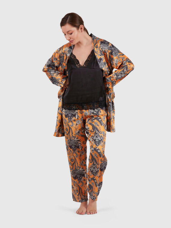 Anil Women’s Satin Pajamas Set With Robe