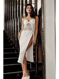 Perin Ladies 6-Piece Short Satin Nightgown Dressing Gown Set