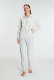 Women’s Cotton Long Sleeve Zippered Sweatshirt and Trouser Set Pajama Set