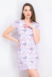 New Joan Vass Women's Allover Floral Print Dress, Lavender