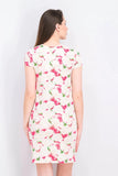 Joan Vass Women's Short Sleeve Floral Print Sleepwear, Pink/Beige