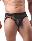 Lace See Through Elastic Band Men Jock Underwear