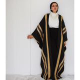 Linen blend black embroidered abaya