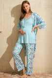 Blue Floral Print Pajama Set