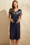 Anil Maternity & Nursing Nightgown With Lace Sleeve Robe