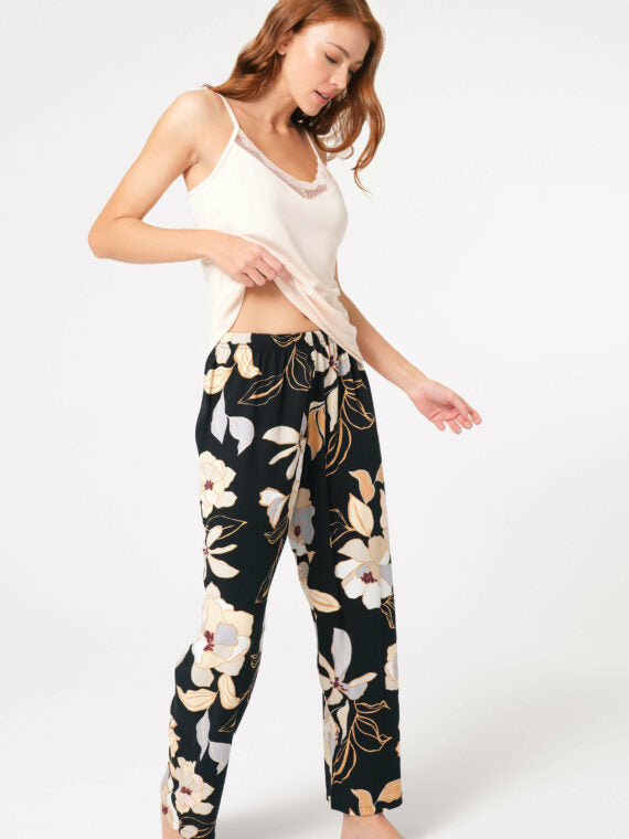 Normal Waist Tied Lace Detailed Pajama Set Dressing Gown