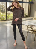 Anil Women’s Polka Dot Tulle Long Sleeve Sweatshirt And Leather Look Tights Set