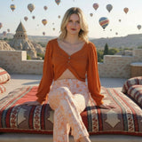 Women's pajama set: top + pants, luxurious velvet and lined