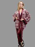 Women's elegant winter pajamas, T-shirt, pants, and short robe
