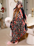 Soft velvet winter blanket poncho with heart pattern