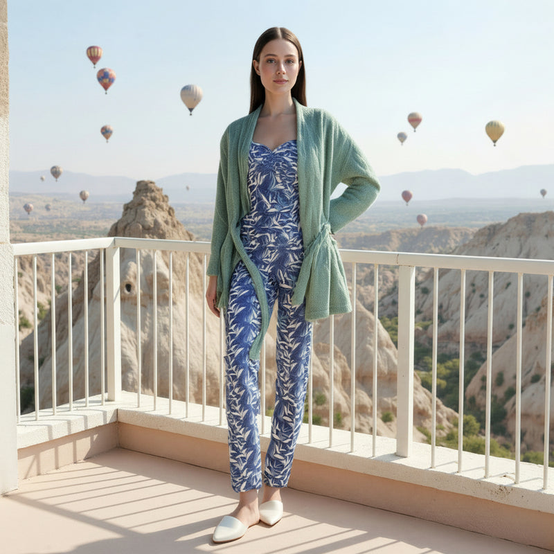 Women's velvet pajamas, 3 pieces