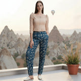 Women's pajama set: ribbed velour T-shirt and lined pants