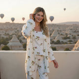 Women's 3-piece ribbed velvet pajama set with lining