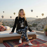 Two-piece velour quilted pajama set