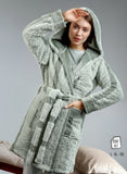 Women's winter pajamas, 3 pieces: T-shirt, pants, and robe