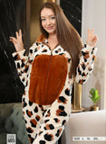 Women's soft velvet leopard jumpsuit