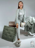 Women's winter pajamas, 3 pieces: T-shirt, pants, and robe