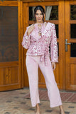 Women's 3-piece pajamas: top, pants, and jacket. Imported velvet material.