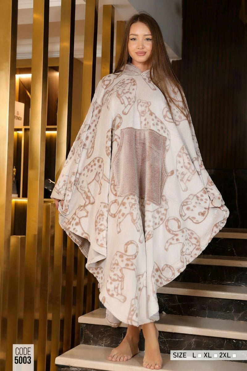 Soft velvet winter poncho