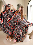 Soft velvet winter blanket poncho with heart pattern