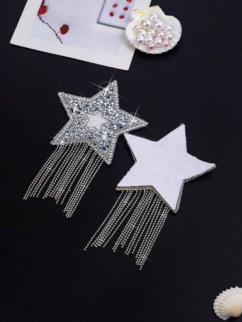 Plus Size Rhinestone Decor Star Shaped Tassel Nipple Covers