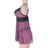 Purple Plus Size Mesh and Metallic Lace Babydoll Egypt