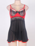 Lace Sleepwear with Underwire Black Red Short Nightdress Egypt