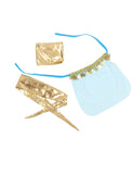 Blue Egypt Style Sexy Bralette Lingerie Set With Golden Paillette