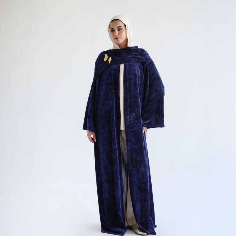 Ribbed velvet scarf kaftan