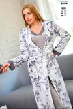 Plain winter velvet wonder dress and printed robe set