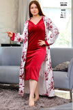 Plain winter velvet wonder dress and printed robe set
