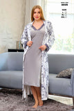 Plain winter velvet wonder dress and printed robe set