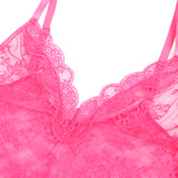 Sexy See Through Lace Ruffled Open Crotch Mesh Bodysuit