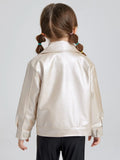 Toddler Girls Button Front PU Leather Jacket