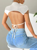 EZwear Backless Cropped T-Shirt