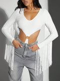 Haute Neon Fringe O-Ring Cut Out Bodysuit