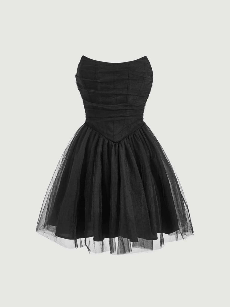 MOD Ruched Mesh Tube Dress Tulle Dress