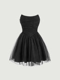 MOD Ruched Mesh Tube Dress Tulle Dress