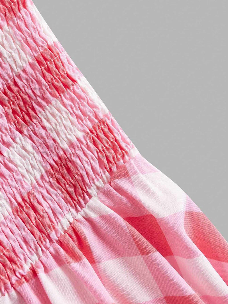 MOD Women’s Plaid Halter Neck Tie Waist A-Line Dress