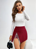 Privé Women Summer Casual Short Skirt With Fringe Decoration And Side Slit