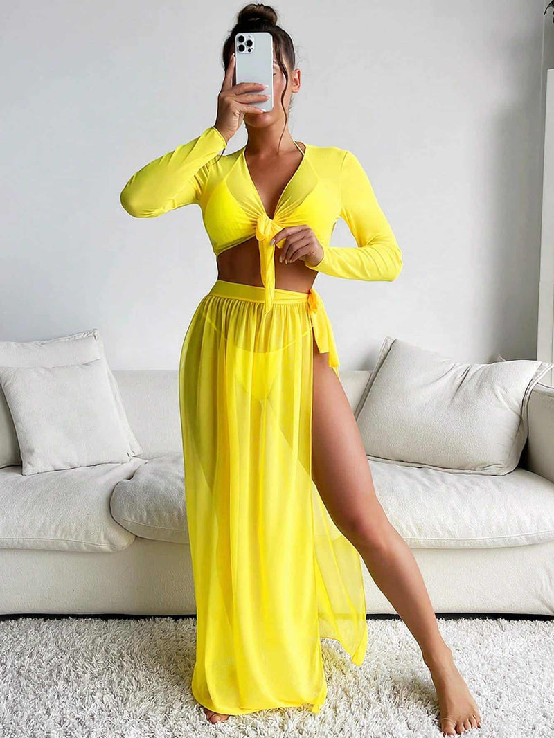 Swim Vcay Knot Front Cover Up Set