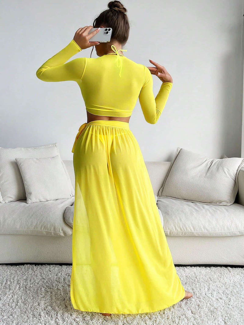 Swim Vcay Knot Front Cover Up Set