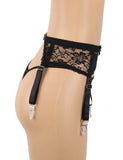 Sexy Lace Metal Clips Garter Panty