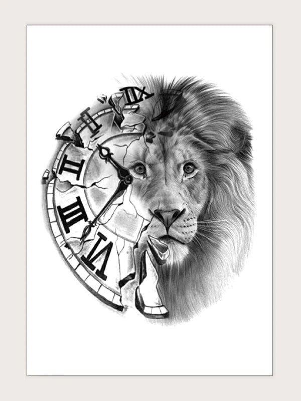 1sheet Lion Pattern Tattoo Sticker