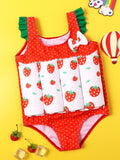 Toddler Girls Strawberry & Polka Dot One Piece Swimsuit